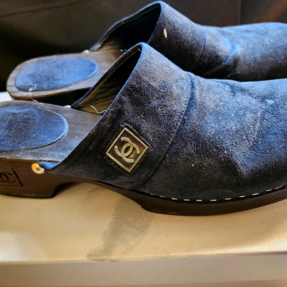 Chanel Mules Suede Navy Blue - Picture 1 of 10